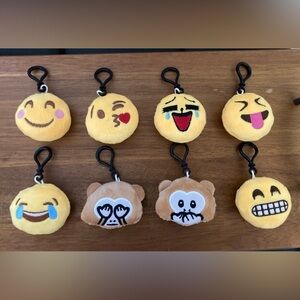 Emoji Smiley Face Puffy Plush Keychain A Bundle of 8 Items Gifts Accessories.